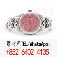 Chrome Hearts 克羅心rolex勞力士Datejust粉紅錶盤十字龍蝦扣腕錶帶