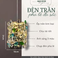 Decorative Pillar Shape Multi-Colored Flower Crystal Chandelier, Bedroom Bedside Ceiling Night Light