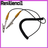 RESILIENCI1 Anti-Static ESD Grounding Cable, Black PU,Metal Coiled Cord, 2mm 180cm / 71" Male-to-Fem