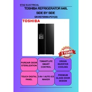 Toshiba GR-RS755WIA-PGY(22) 640L Side-by-Side Refrigerator BLACK GLASS