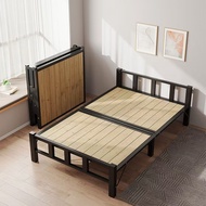 Metal folding bed foldable single bed solid wood single folding bed single heavy bed frame