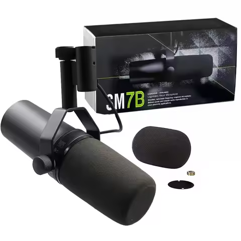 SM7B Style Dynamic Microphone XLR Broadcast Mic for Podcast Streaming Voice Over Studio Recording Ho
