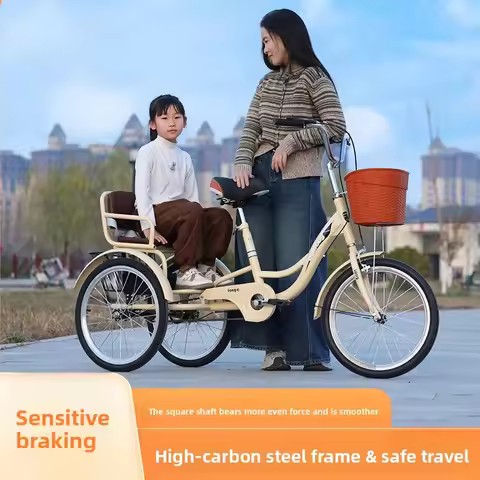 Adult Foot Pedal Tricycle, Elderly 3 Wheel Bike for Seniors, Lightweight Folding 3 Wheel Cycle, Fami