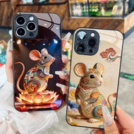 Glass case for the year of the Rat - 12 zodiac animals with beautiful patterns for iPhone 17 16 15 1