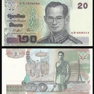 Asia-Thailand 2003 20 Baht P-109 Single Sheet Brand New UNC Banknote World Foreign Coin Collection D