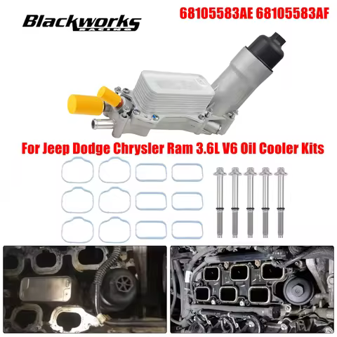 Oil Filter Adapter Housing Engine For Jeep Dodge Chrysler Ram 3.6L V6 Oil Cooler Kits 68105583AE 681