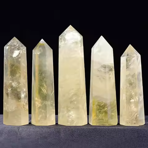1PC Natural Citrine Column Yellow Crystal Reiki Healing Hexagonal Prism Obelisk Point Wand Stone Cra