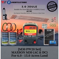 (M30 PWB20 Set For 6.0-15.0 Acres) #M30 MAXSON ENERGIZER (AC & DC)Polywire Solar Panel Electric Fenc