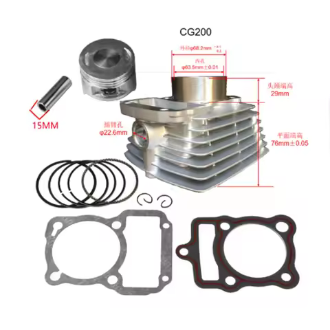 For CG200 200cc ATV 63.5mm Cylinder Kit 163FML Piston Assembly 4-Stroke Air-Cooled Engine Parts