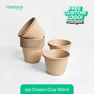 [Mattera] Bagasse Ice Cream Cup 5 oz / 150 ML natural - 1 Scoop Eco-Friendly Ice Cream Cup Cold Resi