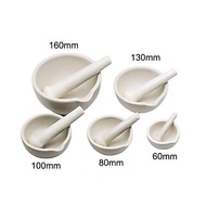 Thick ceramic mortar and pestle/ Porcelain mill/ Sample grinding set