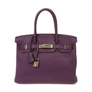 HERMES 【Hermes Fair】Clemence皮革Birkin 30銀扣手挽袋紫色