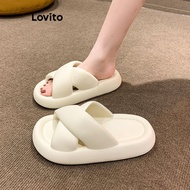 Lovito Women Casual Plain Thick Sole Soft Comfortable Home Bathing Flat Sandal LFA60330