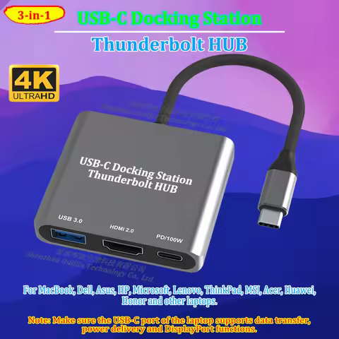 Type-C 3.1 to PD100W/HDMI2.0/USB3.0 Adapter HUB USB-C Docking Station HDMI 4K 60HZ HD for MacBook Mi