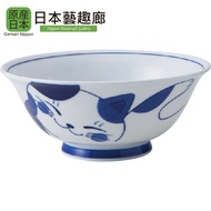 《日本藝趣廊》美濃燒日本製貓系列瓷器 7.5吋湯麵碗 (4款圖案可選)(平行進口)