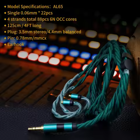 OKCSC 3.5mm/4.4mm Upgrade Cable 0.78mm 2-pin Earphone Balanced Cable for QDC WHITE TIGER SUPERIORE/F