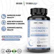 Herb Terra Magnesium Glycinate 500 mg per Serving, Dietary Supplement for Sleep, Heart, Nerve and Bo