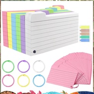 300 Pack Index Cards, 3inch X 5inch Ruled Index Cards with Ring, Colored Lined Flash Cards, Both Sid