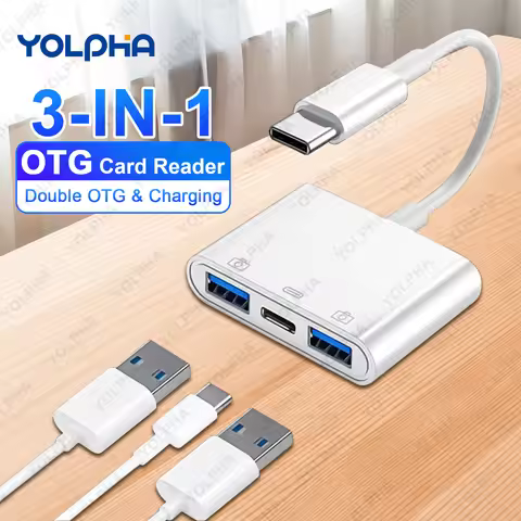 3 in 1 USB C to USB OTG Card Reader Flash Drive with Type C Charging Port Connect U Disk/Mouse/Keybo
