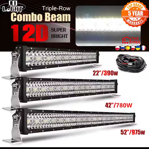 CO LIGHT Super Bright 22" 32" 42" 52" 4x4 Led Light Bar Offroad Spot Flood Combo Beam 3-Row Led Work