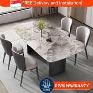 [SG] Sintered Stone Dining Table Set | Sintered Marble &amp; Chairs | 1.3m-1.8m | Nordic Stone Slab For HDB BTO Condo Landed