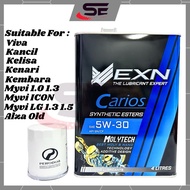 EXN Engine Oil 5w30 Semi Synthetic 4L Oil Filter Perodua Myvi Alza Kelisa Kenari Viva EXN Carios 5w3
