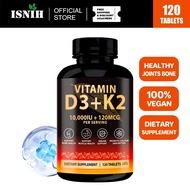 ISNIH Vitamin D3 K2 Tablet Support Bone Health Muscle Builder Vitamin D3 Supplement Heart Health
