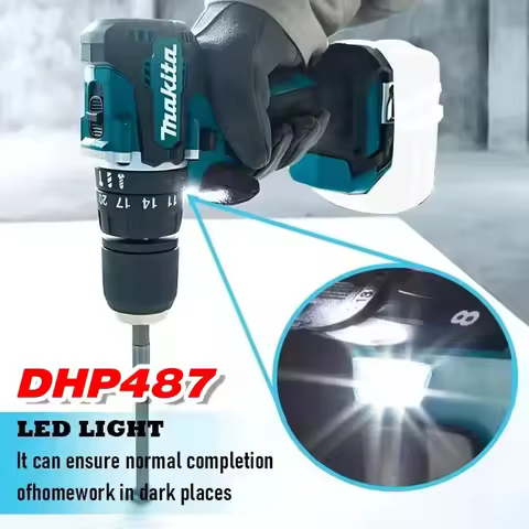 Makita DHP487 Impact Screwdriver Multifunctional Cordless Drill Power Tool Torque Setting 2 Gear Spe