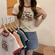 New Summer Women's Beautiful Short-Sleeved Crop Top Korean Style Minimalist Plus-Size Fashion Clothi
