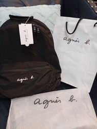 agnes b. Voyage 黑色後背包happy birthday gift set瑜珈#行山#電腦袋#學生黑色書包#bag#依家後面有條帶可直接掛行李箱手柄#有紙袋防塵袋