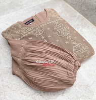 Gamis Basic Kombinasi Ceruty Burkat Payet Premium Tangan Balon Plisket Wanita Terbaru / Gamis Kekini