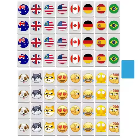 64+1 Seaside escape Mahjong Blocks Tiktok 64 Pcs Mahjong Seaside Escape Tile Game Pattern of Flag Ba