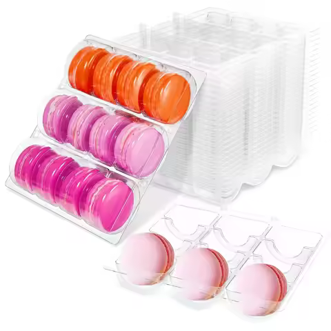 12pcs Macaron Box PET 12Gird Clear Macaron Packaging Box Cupcake Bakery Box for Wedding Birthday Chr