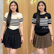 EMBROIDERED WOMEN'S KNITTING 1804-5 || WOMEN'S STRIPE TOP KNIT T-SHIRT || CASUAL STYLE WOMEN'S KNIT 