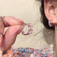 Pink Crystal Loop Earrings