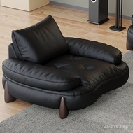 Leather Designer Combination Large Sofa Curved Top Layer Living Room Sofa Vintage Style Small Apartm