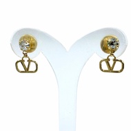 全新未使用☆ Valentino Garavani Garavani 6W2J0H29YCW V字logo金屬水晶耳環，金色，義大利製造，女士款，附盒子和防塵袋