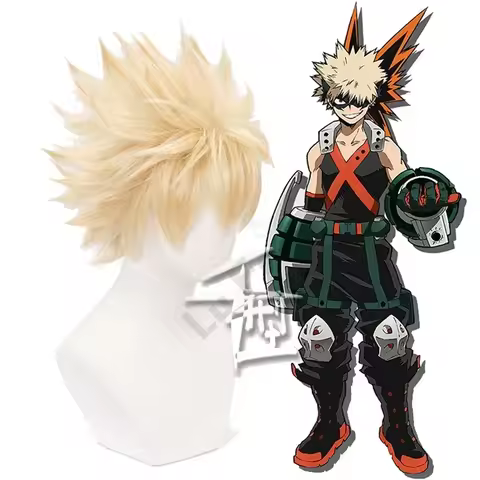Anime My Hero Academia Baku No Hero Bakugou Katsuki Bakugo Short Linen Blonde Heat Resistant Cosplay