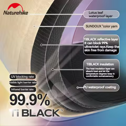 Naturehike UPF12500+ Outdoor Camping One-touch Tent 4 ~ 6 People PU2000mm+ Waterproof 150D Titanium 