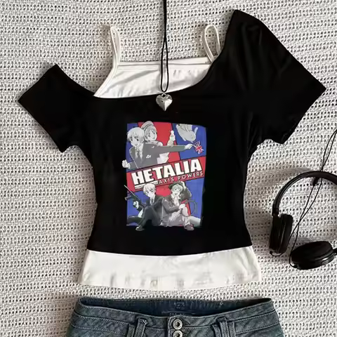 Hetalia crop top ladies streetwear grunge dollette alternative cheap t-shirt meme grunge gothic