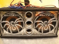 二手BLITZ 雙音圈12吋主動式超低音 MAX POWER 1600W +2CH擴大機