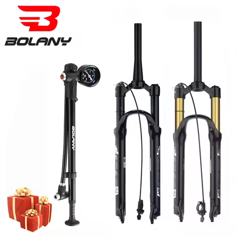 BOLANY Air and Oil R29 Bike Fork 26/27.5 Inch Suspension Come with Air Pump Adjustable Air Pressure 