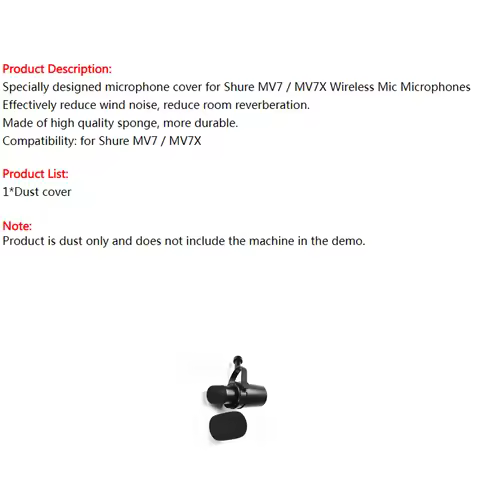 For Shure MV7 / MV7X Wireless Mic Microphones microphone dust cover microphone windshield sponge cov
