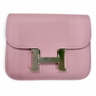 全新未使用 ☆ 愛馬仕 Constance Slim Veau Epsom Mauve Sylvestre 銀色五金小巧雙折皮夾 B 印章 法國製造 女士