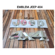 Jeep 4x4 emblem / 4x4 jeep writing emblem / large chrome jeep 4x4 logo / jeep 4x4