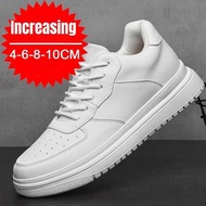 ஐ PDEP New Height Increasing Shoes For Men 10Cm Invisible Elevator Sneakers White Leathe Sport