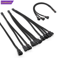 LOVETOUCH New 4 Pin Pwm Fan Cable 1 To 4/3/2/1 Ways Splitter Black Sleeved 27cm Extension Cable Conn