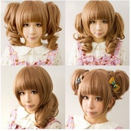 Brown Double Ponytail lolita Wig lolita lolita Double Ponytail Daily lolita Sweet cosplay Wig