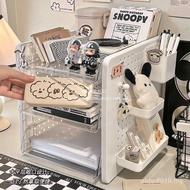 Stationery Storage Box Layered Rack High-value Industrial Position ins Style Book Desktop Hole Board