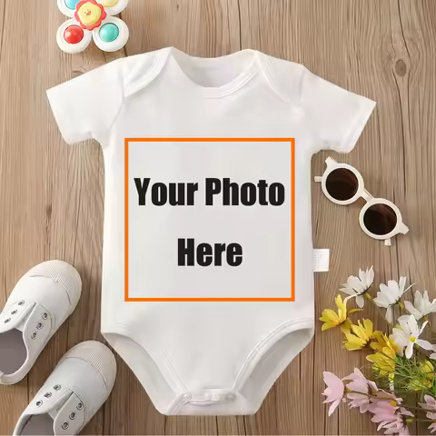 Custom Pictures Cute Cotton Onesie 0-12 Months Triangle Romper Design DIY Personalized Photos Newbor